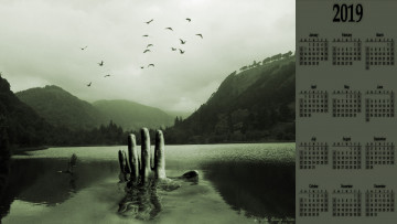Картинка календари компьютерный+дизайн рука водоем природа птица