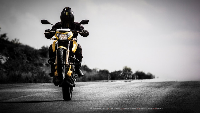 Обои картинки фото календари, техника,  корабли, человек, мотоцикл, дорога, шлем