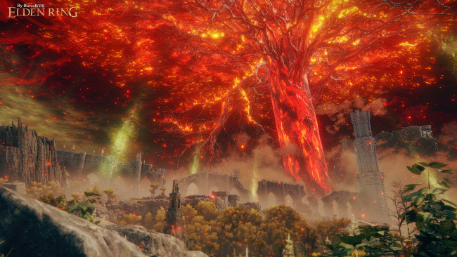Обои картинки фото elden ring erdtree, видео игры, elden ring, art, elden, ring, biovolkvk, 4k, erdtree
