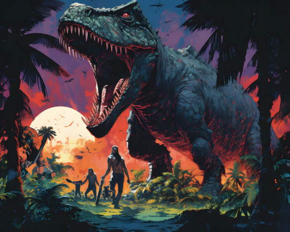 Обои картинки фото рисованное, животные,  доисторические, нейросети, графика, нейроарт, ai, art, нейронные, сети, рисунки, нейро, искусство