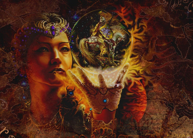 Обои картинки фото steve, roberts, фэнтези, магия, хрустальный, шар