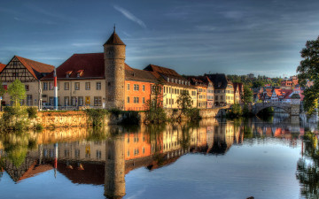 Картинка германия швебиш халль города улицы площади набережные река мост дома