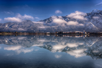 Картинка lake forggensee bavaria germany природа реки озера alps озеро форггензе бавария германия альпы горы отражение