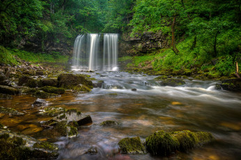 Картинка sgwd yr eira waterfall brecon beacons national park wales england природа водопады afon hepste river уэльс англия река лес