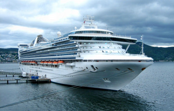 Картинка grand princess корабли лайнеры порт причал лайнер швартовы