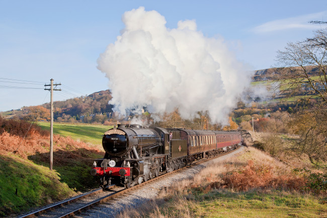 Обои картинки фото техника, паровозы, паровоз, дорога, железная