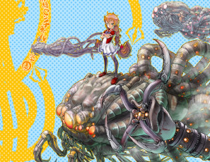 Картинка аниме оружие +техника +технологии девочка монстры арт metalzigzag the matrix