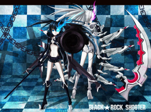 Картинка аниме black+rock+shooter white rock shooter kuroi mato оружие коса девушки shinebell