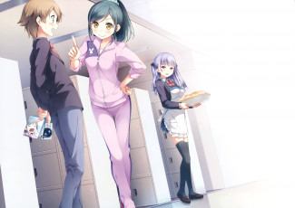 Картинка аниме kantoku+ artbook взгляд фон девушки