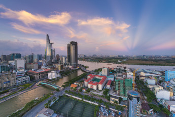 Картинка города -+панорамы река обзор высотка