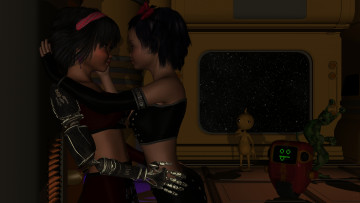 Картинка 3д+графика _science+fiction девушки взгляд фон