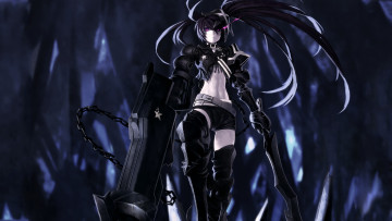 Картинка аниме black+rock+shooter оружие девушка арт kuroi mato insane black rock shooter