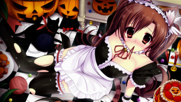 Картинка аниме магия +колдовство +halloween хеллоуин девочка