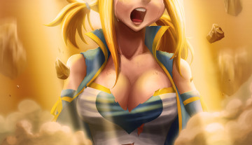 Картинка аниме fairy+tail lucy heartfilia fairy tail камни крик девушка арт