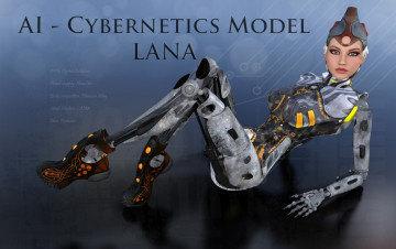 Картинка 3д+графика _science+fiction девушка робот существо взгляд
