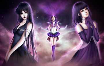 Картинка аниме sailor+moon небо tomoe hotaru девушка sailor saturn bishoujo senshi moon бант форма звезды