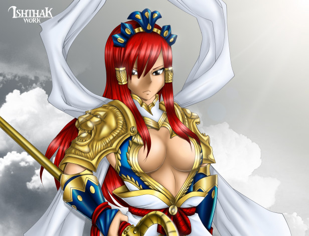 Обои картинки фото аниме, fairy tail, девушка, фон, взгляд