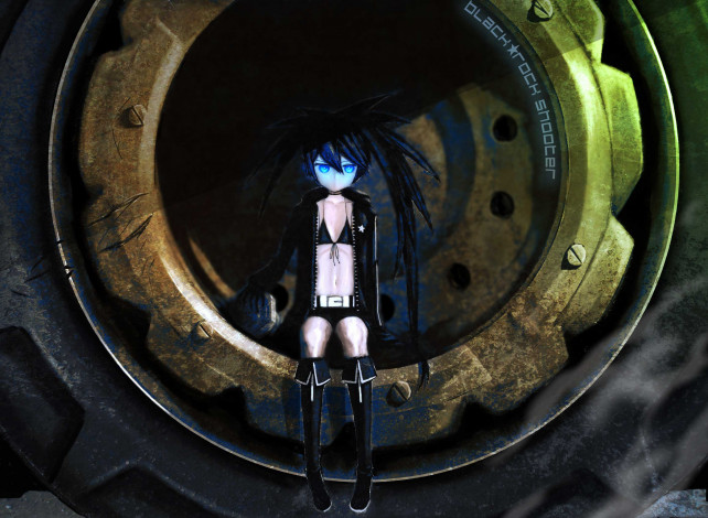 Обои картинки фото аниме, black rock shooter, black, rock, shooter, kuroi, mato, rebas, арт, девушка, объектив