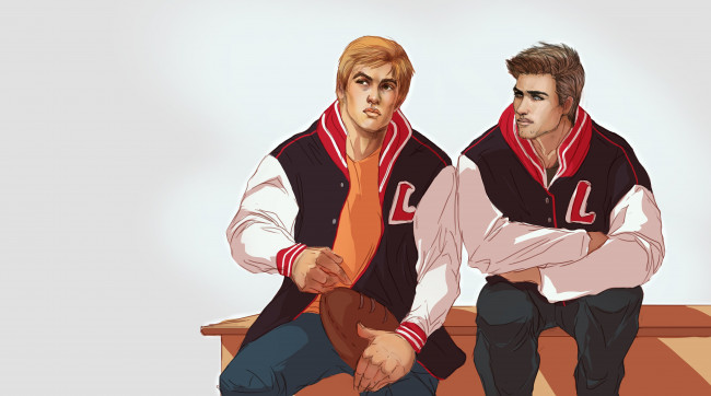 Обои картинки фото рисованное, люди, взгляд, мужчины, фон