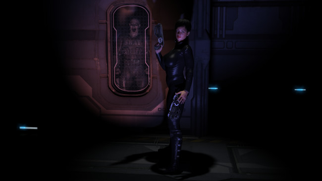 Обои картинки фото 3д графика, фантазия , fantasy, фон, взгляд, девушка, оружие