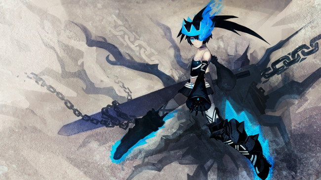Обои картинки фото аниме, black rock shooter, девушка, арт, qin, black, rock, shooter, beast, оружие