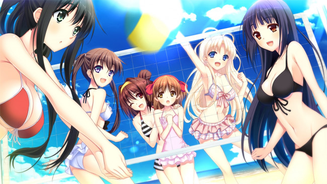 Обои картинки фото аниме, unknown,  другое, игра, лето, пляж, девушки