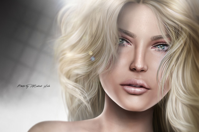 Обои картинки фото 3д графика, портрет , portraits, девушка, блондинка, лицо, портрет