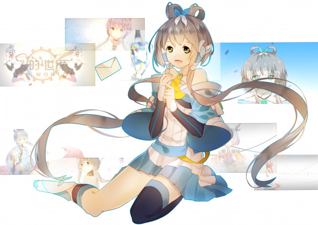 Обои картинки фото аниме, vocaloid, фон, взгляд, девушка
