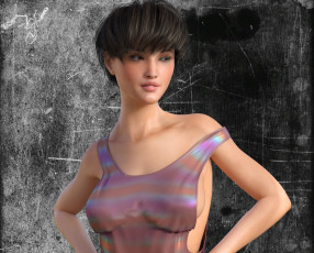 Картинка 3д+графика люди+ people девушка взгляд фон