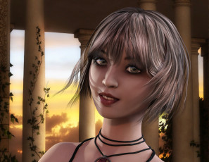 Картинка 3д+графика портрет+ portraits фон взгляд девушка