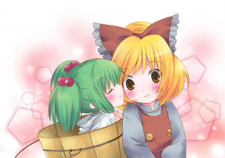 Картинка аниме touhou девушки взгляд фон