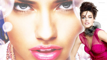 обоя девушки, adriana lima, лицо, модель, адриана, лима, бант
