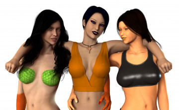 Картинка 3д+графика люди+ people девушки взгляд фон