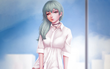 Картинка аниме tokyo+ghoul взгляд фон девушка