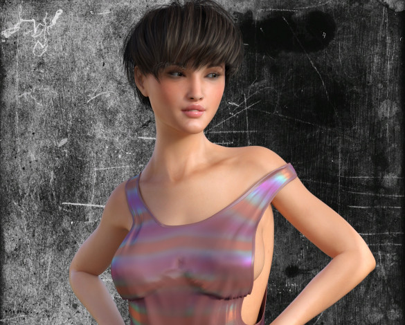 Обои картинки фото 3д графика, люди , people, девушка, взгляд, фон