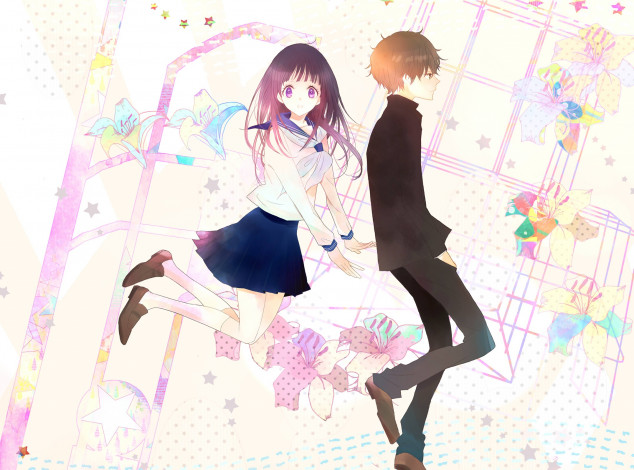 Обои картинки фото аниме, hyouka, персонажи, школьники