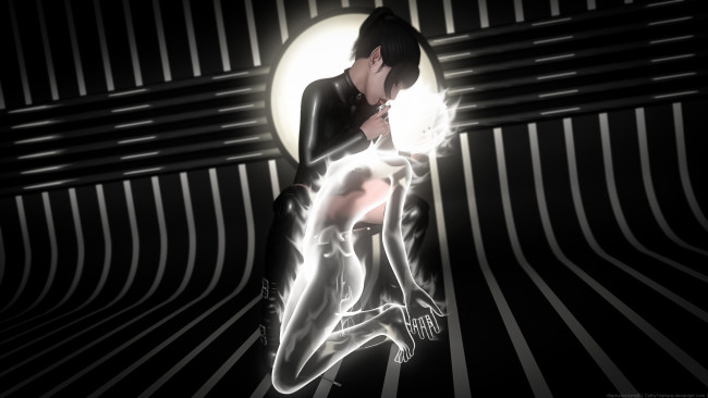 Обои картинки фото 3д графика, фантазия , fantasy, фон, взгляд, девушка