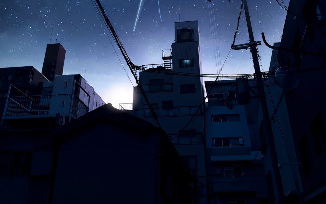 Обои картинки фото аниме, kimi no na wa, небо, город