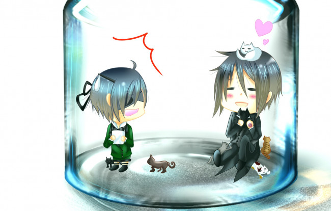 Обои картинки фото аниме, kuroshitsuji, сиэль, себастьян