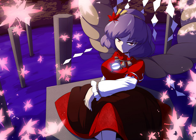 Обои картинки фото аниме, touhou, девушка, взгляд, фон