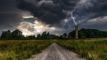 Картинка природа молния +гроза простор