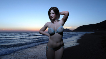 Картинка 3д+графика люди+ people девушка взгляд фон