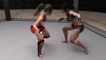 Картинка 3д+графика спорт+ sport девушки взгляд фон ринг бокс