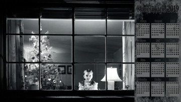 Картинка календари праздники +салюты елка девочка окно