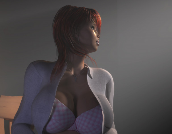 Обои картинки фото 3д графика, люди , people, девушка, взгляд, фон