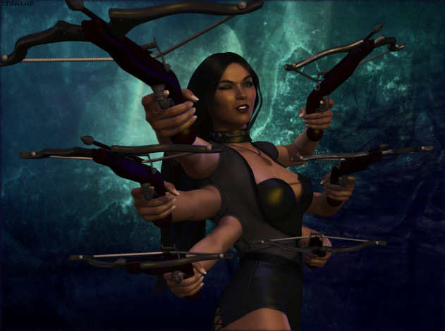 Обои картинки фото 3д графика, существа , creatures, взгляд, девушка, фон