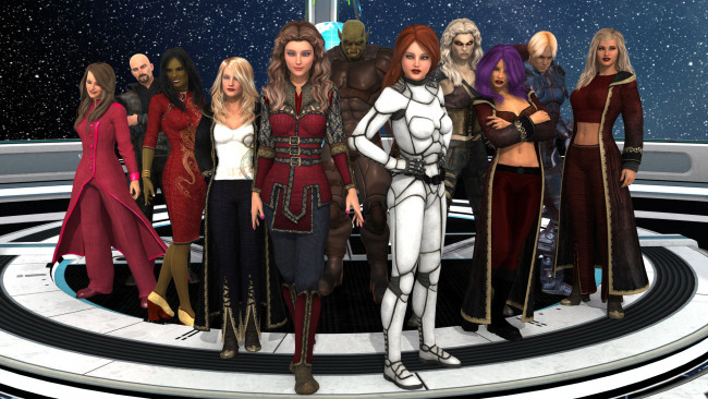 Обои картинки фото 3д графика, фантазия , fantasy, фон, взгляд, девушки