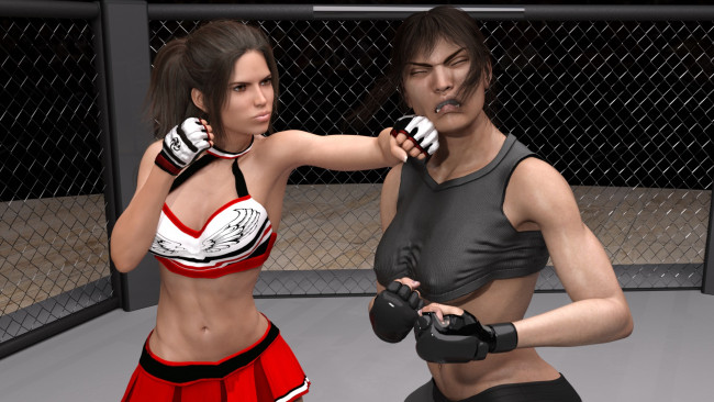 Обои картинки фото 3д графика, спорт , sport, девушки, взгляд, фон, ринг, бокс