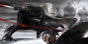 Картинка видео+игры the+witcher+3 +wild+hunt меч бой фон девушка