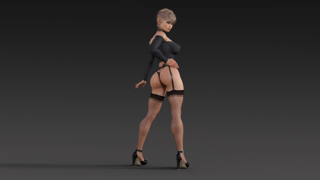 Обои картинки фото 3д графика, люди , people, чулки, взгляд, фон, девушка